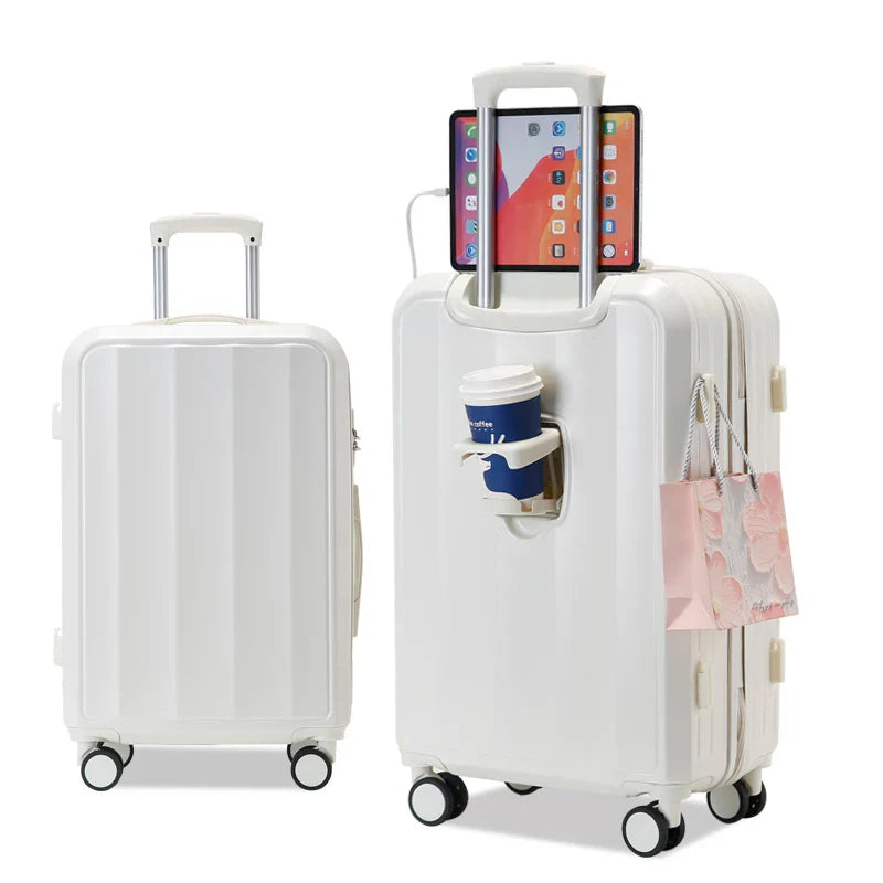 KTX-080531 Travel Bag Set - 3-Piece Luggage Suitcase & Rolling Tote for Cabin Use, Leather Design with Wheels