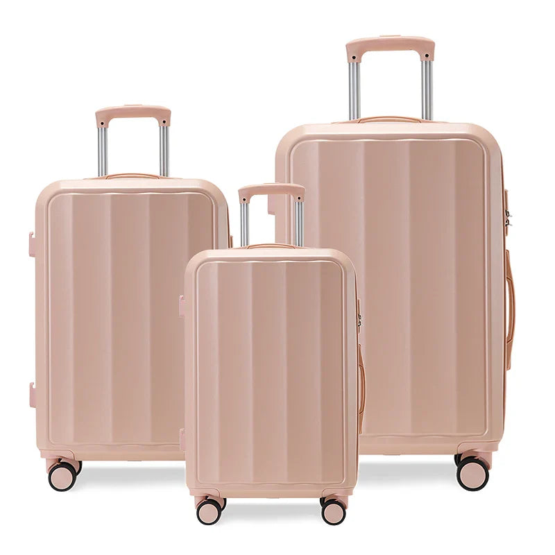 KTX-080531 Travel Bag Set - 3-Piece Luggage Suitcase & Rolling Tote for Cabin Use, Leather Design with Wheels