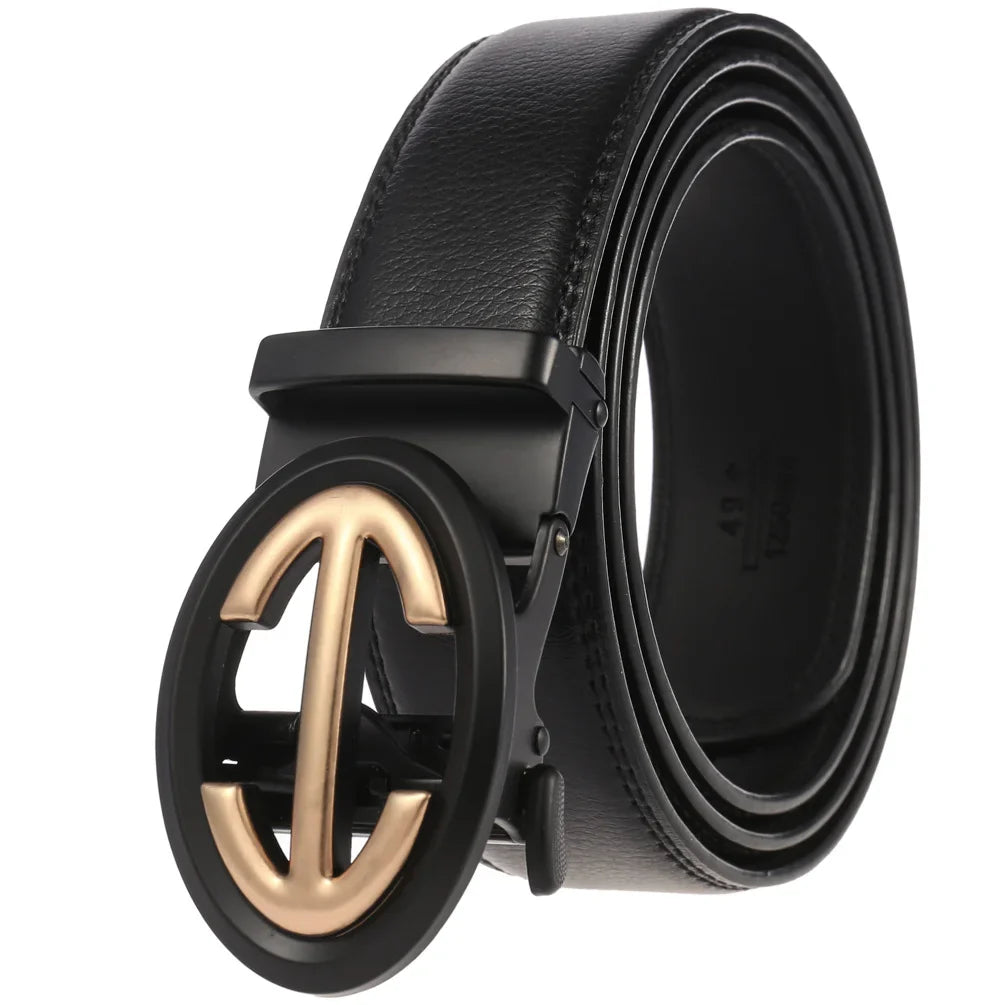KTX-584723 Genuine Cow Leather Men's Designer Belt - Sophisticated and Durable Accessory