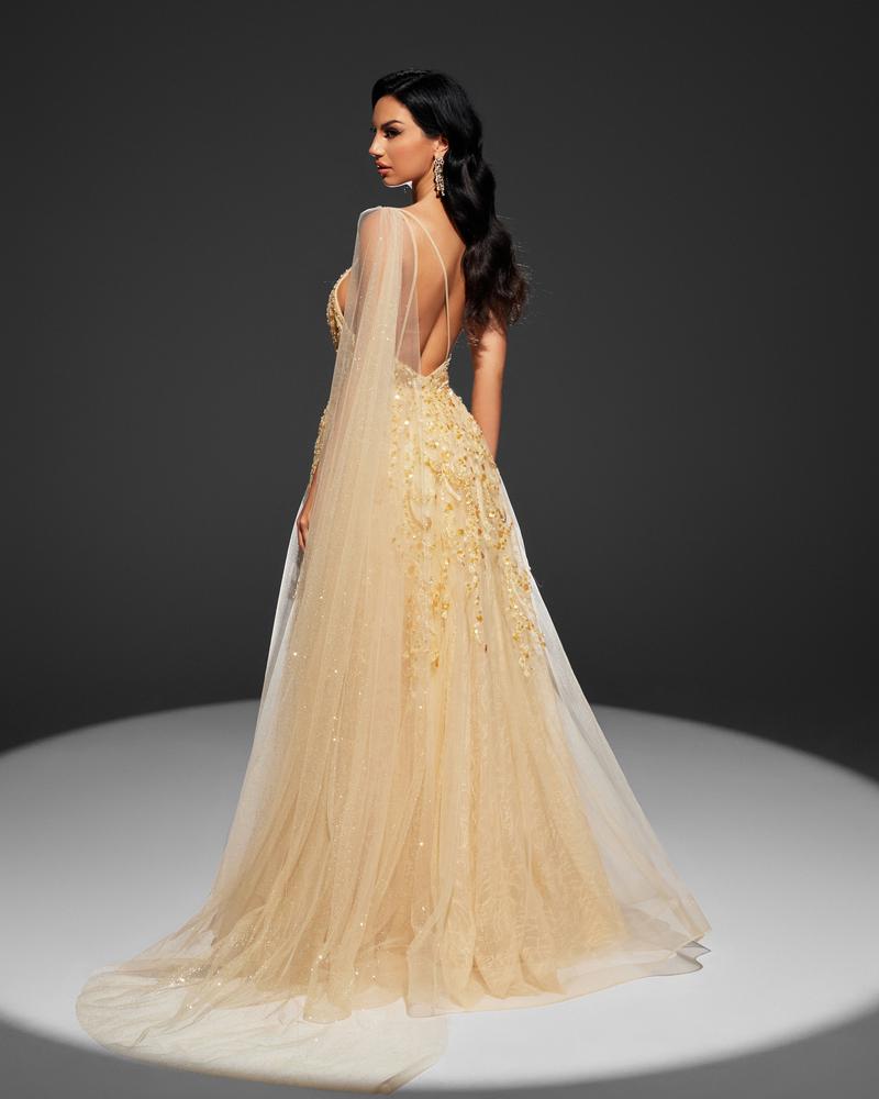 KTX-085139 Elegant Yellow Evening Gown for Women - Model EZ25003