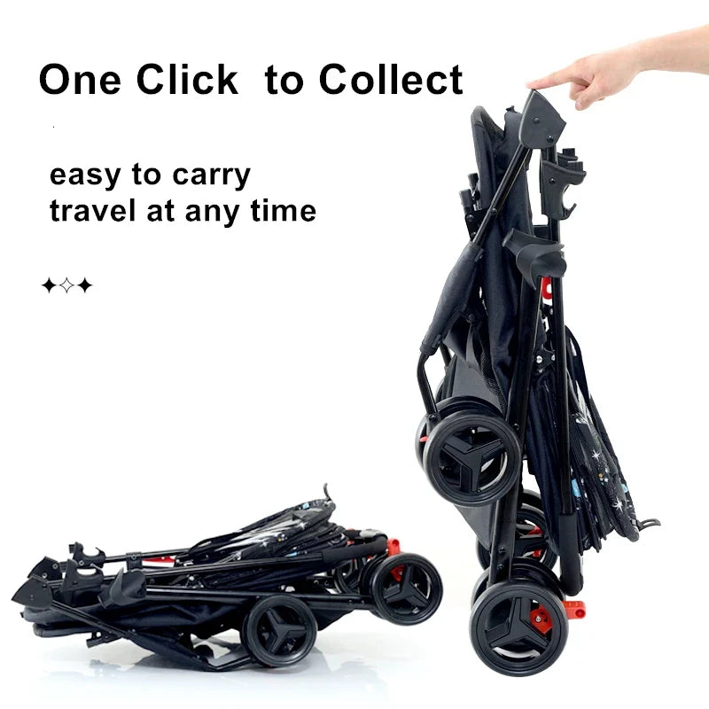 JMT-437386 Portable Double Brake One-Hand Fold Pet Stroller for Dogs and Cats