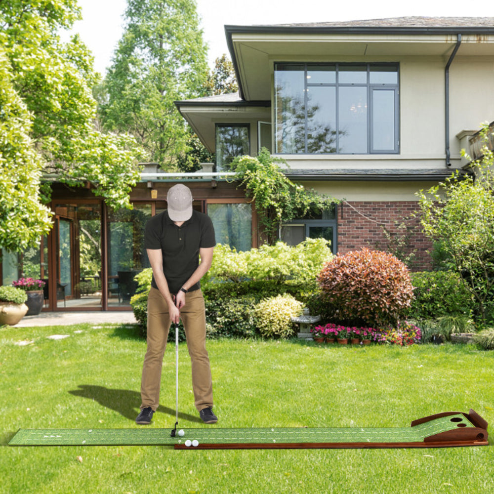 KTX-339027 Golf Putting Mat with Auto Ball Return and Dual Hole Sizes for Home Practice