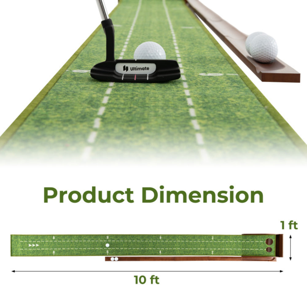 KTX-339027 Golf Putting Mat with Auto Ball Return and Dual Hole Sizes for Home Practice