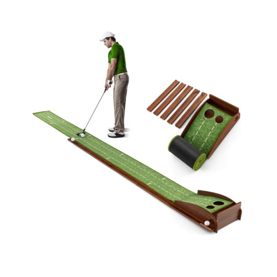KTX-339027 Golf Putting Mat with Auto Ball Return and Dual Hole Sizes for Home Practice