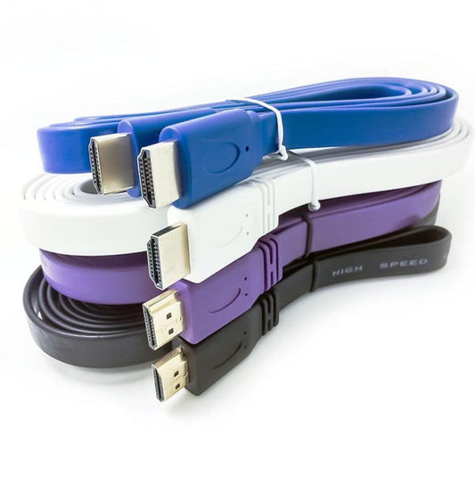 KTX-600659 Flat HDMI Cable 1.4 Version, 1.5 Meters - Ideal for TVs, Monitors, and Projectors, Available in Multiple Colors