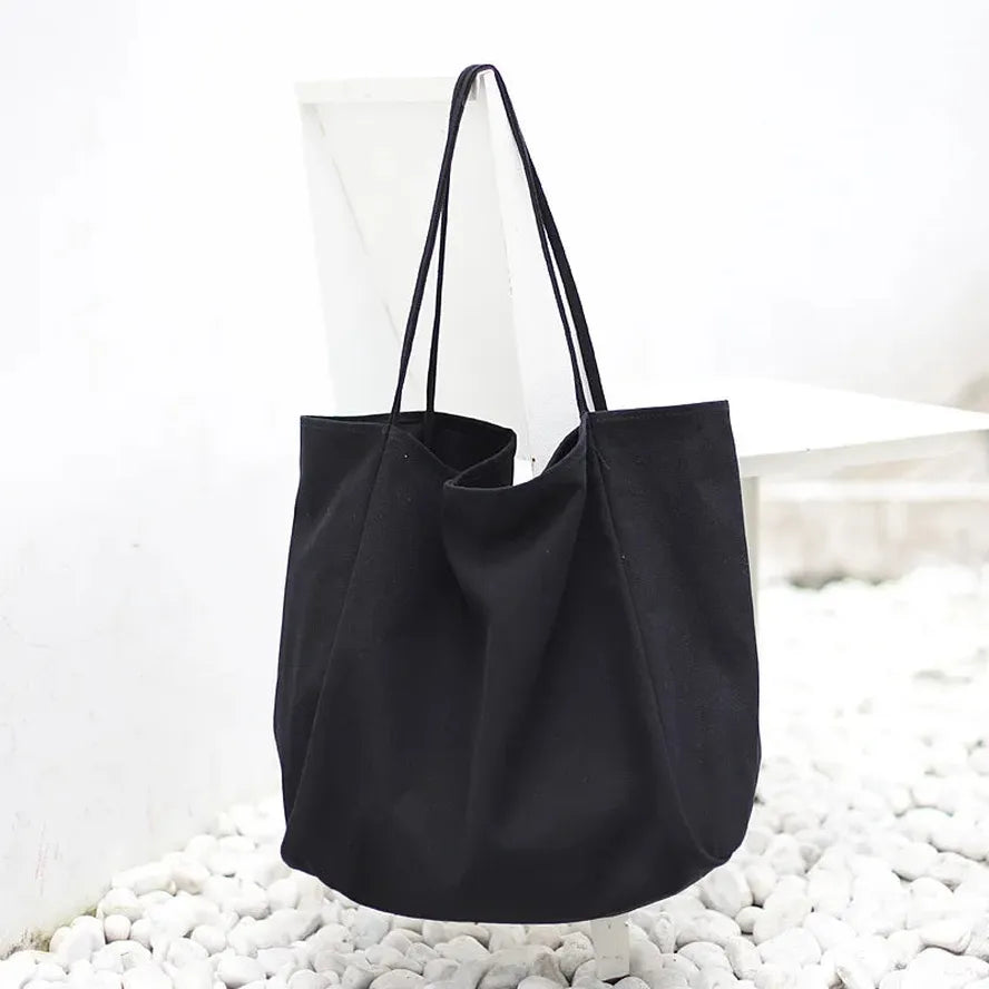 KTX-316179 Korean Style Large Canvas Shopping Bag - Simple Retro Shoulder Sling Bag