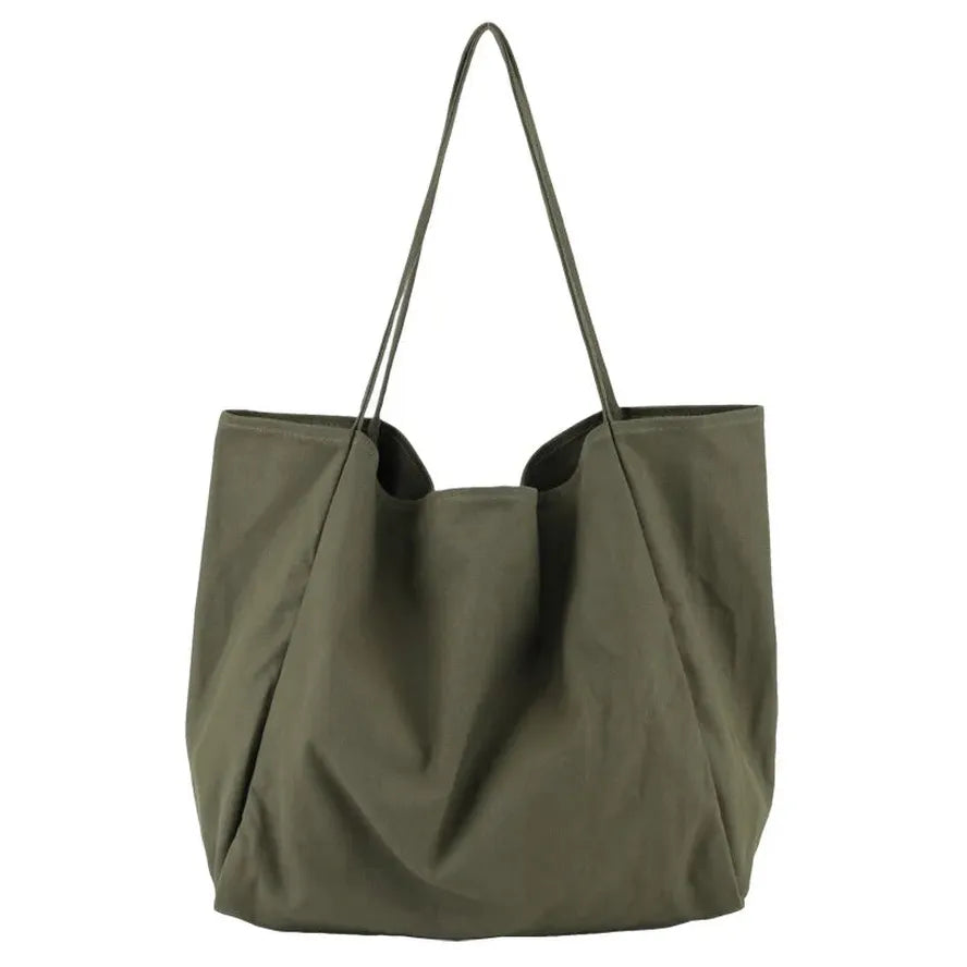 KTX-316179 Korean Style Large Canvas Shopping Bag - Simple Retro Shoulder Sling Bag