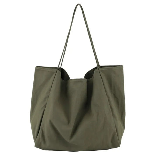 KTX-316179 Korean Style Large Canvas Shopping Bag - Simple Retro Shoulder Sling Bag