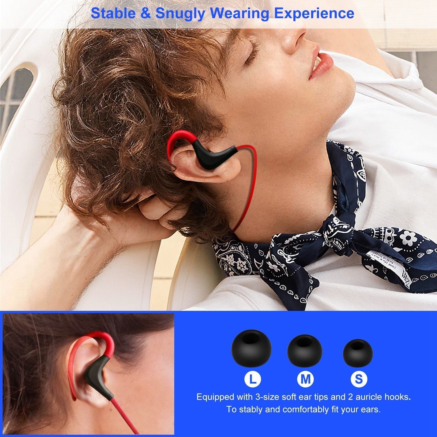 KTX-116243 Wireless Sport Earphones with Noise Cancellation, Sweatproof Design, and In-line Mic for Hands-Free Use