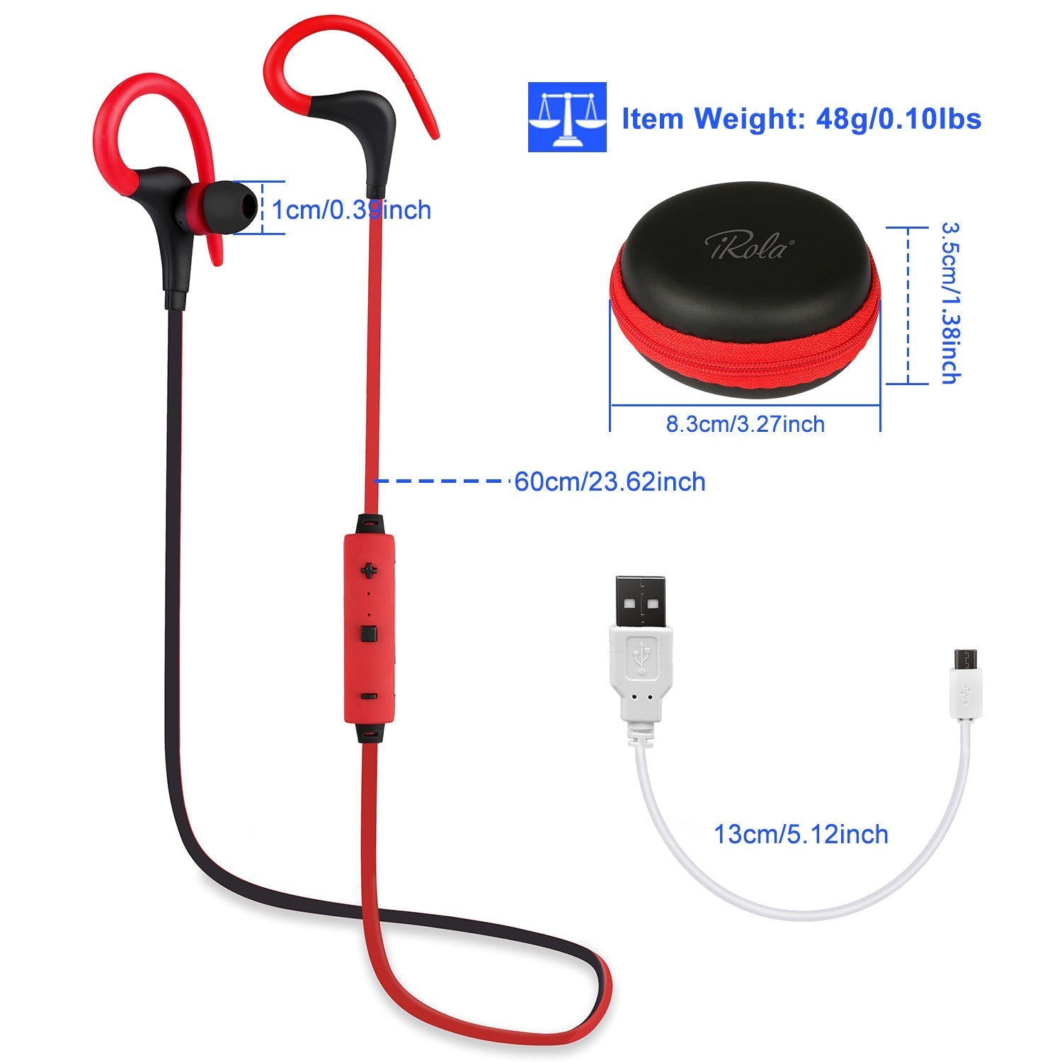 KTX-116243 Wireless Sport Earphones with Noise Cancellation, Sweatproof Design, and In-line Mic for Hands-Free Use