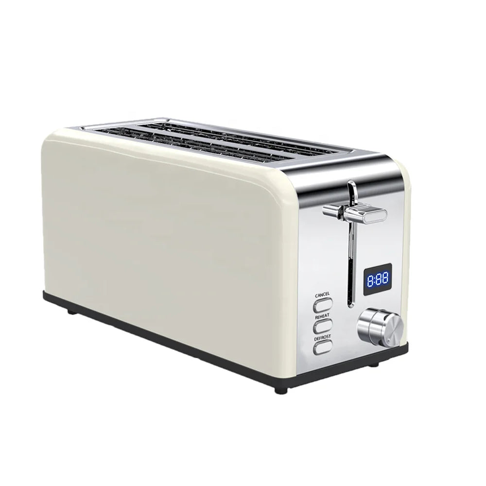 KTX-535187 Custom Retro Stainless Steel 4-Slice Electric Pop-up Toaster with Grill