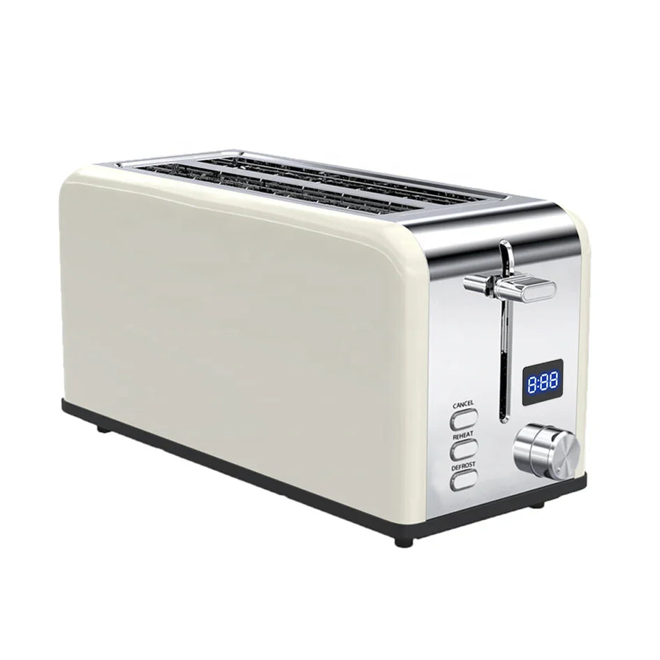 KTX-535187 Custom Retro Stainless Steel 4-Slice Electric Pop-up Toaster with Grill