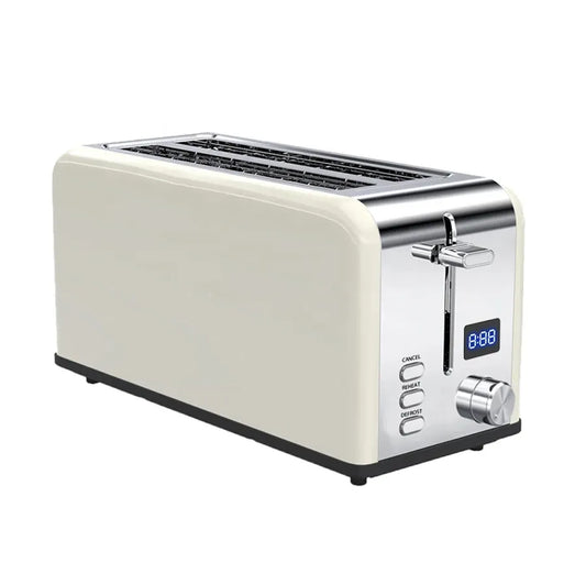 KTX-535187 Custom Retro Stainless Steel 4-Slice Electric Pop-up Toaster with Grill