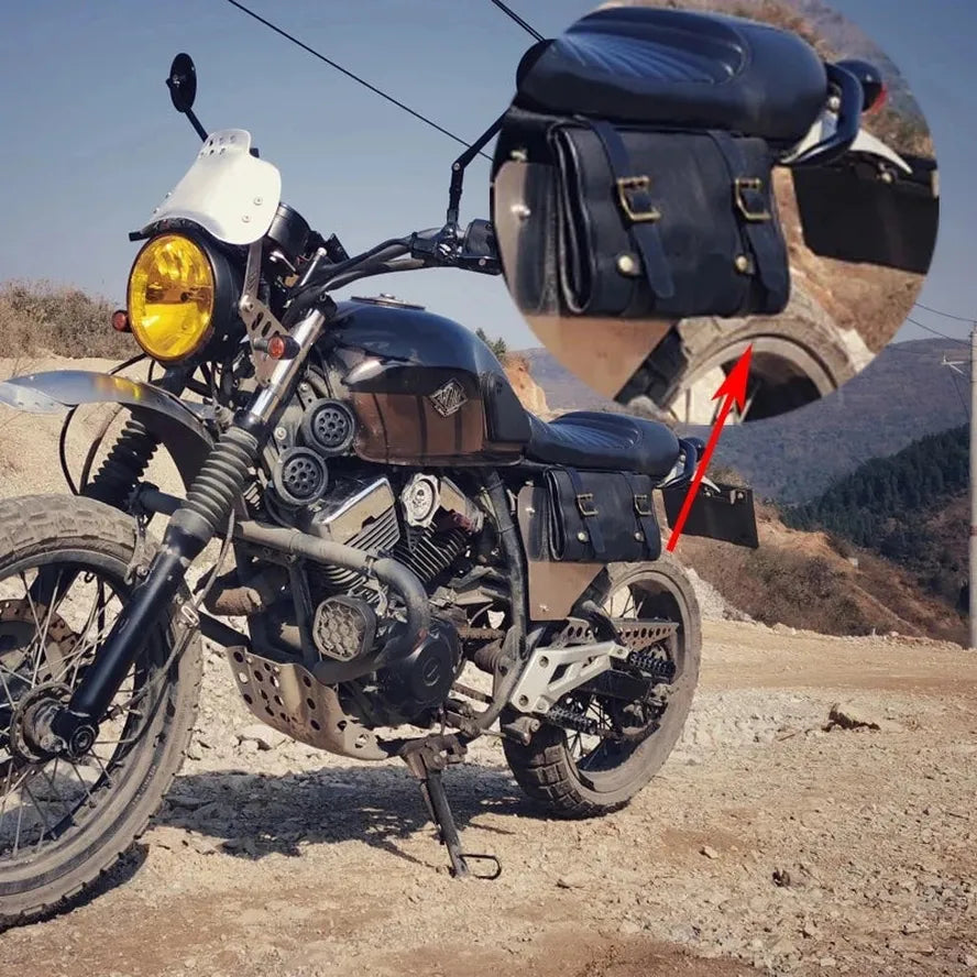 KTX-090067 Compact Motorcycle Repair Tool Bag in Cotton Canvas and Leather with Zipper Closure