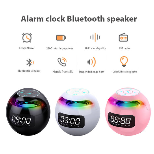 KTX-576595 Portable Wireless Alarm Clock Bluetooth Speaker with Built-in Lithium Battery and USB Charging
