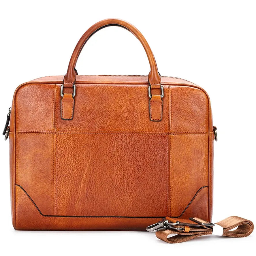 KTX-909459 Vintage Leather Laptop Briefcase for Men - Retro Handmade Fashion Bag
