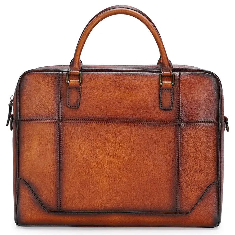 KTX-909459 Vintage Leather Laptop Briefcase for Men - Retro Handmade Fashion Bag