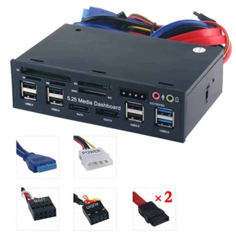 KTX-363219 External CD-ROM Drive with USB 3.0 and Multifunctional Card Reader for CF, SD, TF, MicroSD, MS Pro, and MS Micro (M2)