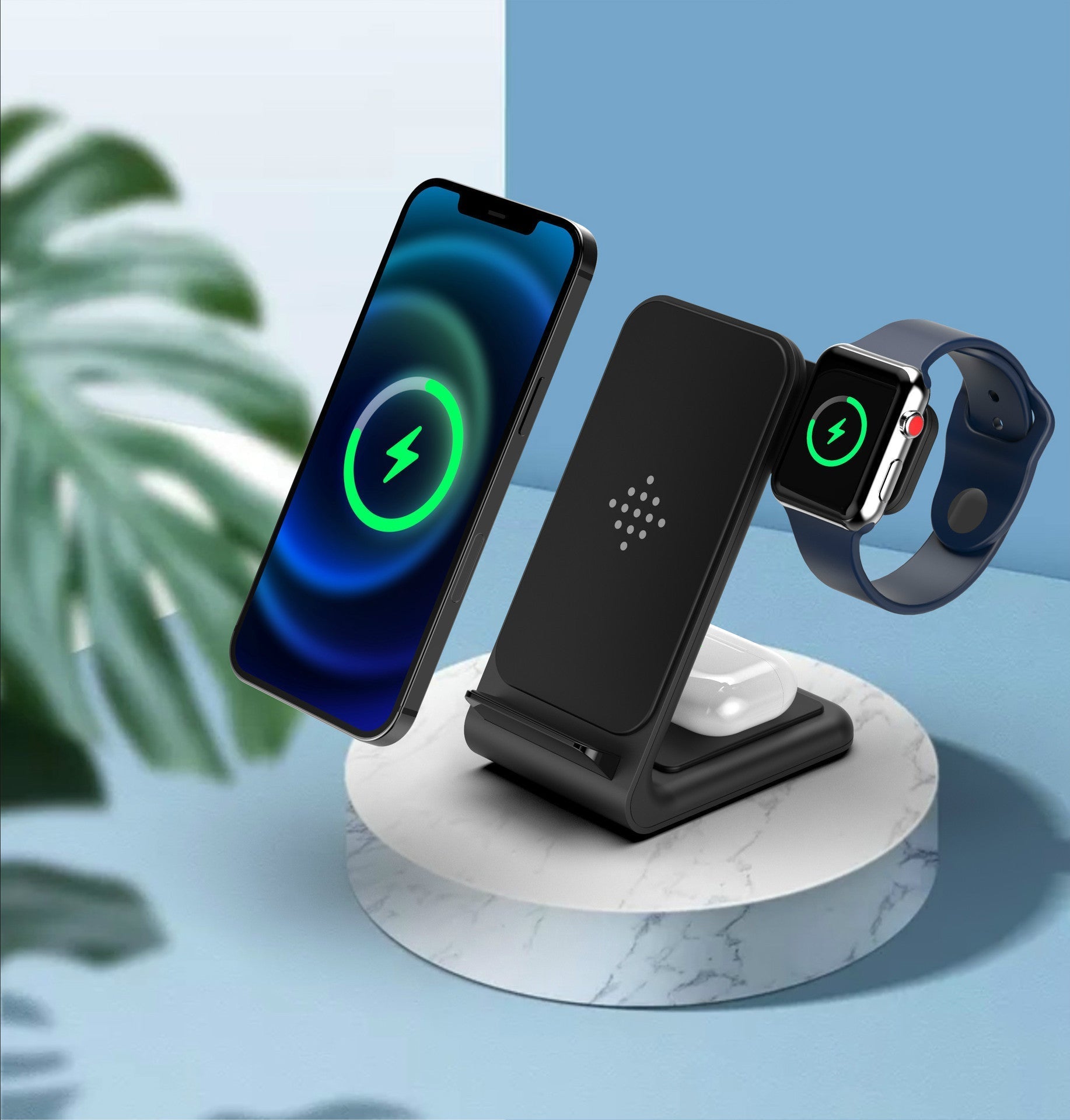 KTX-530323 Three-in-One Wireless Charging Stand for Mobile Phones, Smart Watches, and Earbuds - 15W Fast Charging