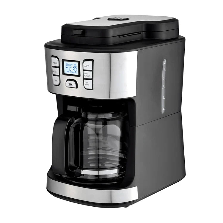 KTX-834387 15-Cup Electric Coffee Maker with Built-in Grinder and LCD Display