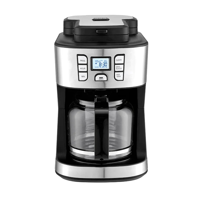 KTX-834387 15-Cup Electric Coffee Maker with Built-in Grinder and LCD Display