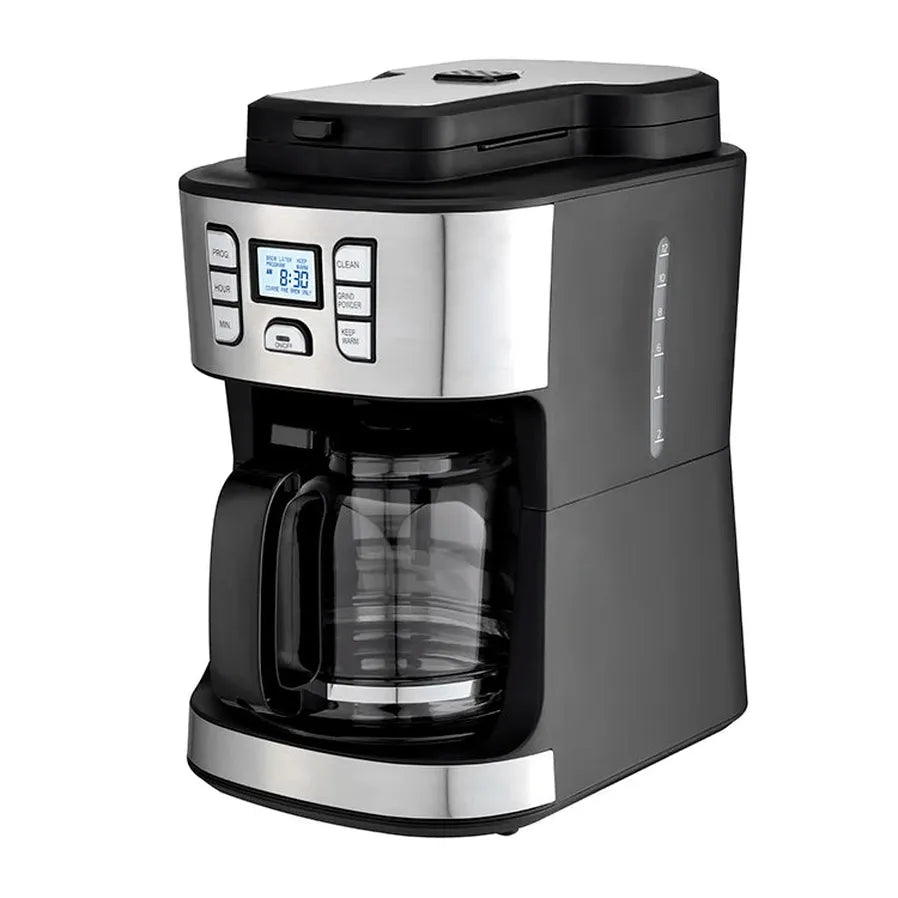 KTX-834387 15-Cup Electric Coffee Maker with Built-in Grinder and LCD Display