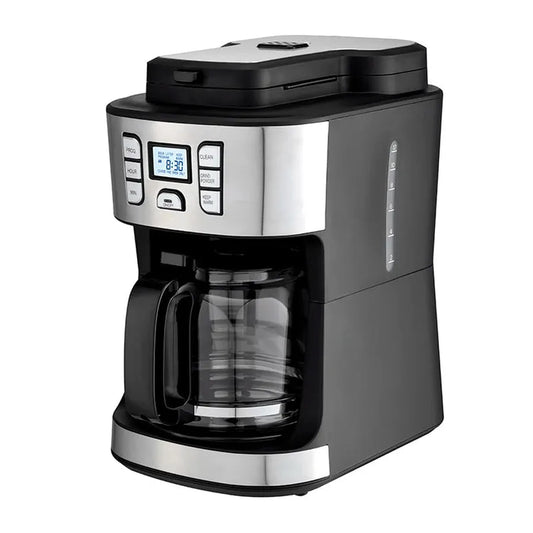 KTX-834387 15-Cup Electric Coffee Maker with Built-in Grinder and LCD Display