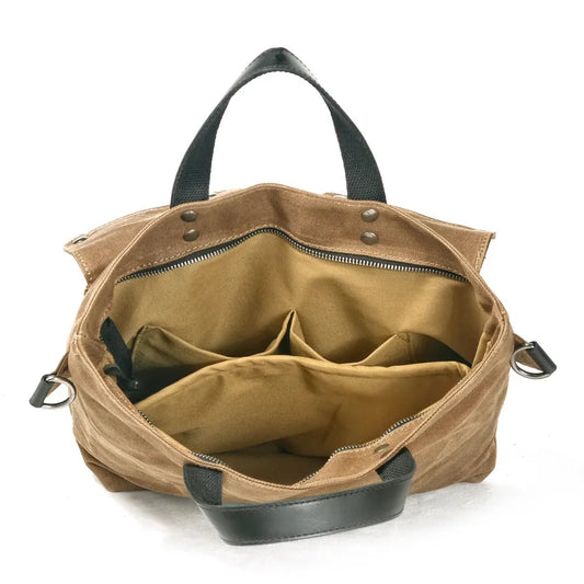KTX-643859 Retro Waterproof Canvas Messenger Bag with Leather Accents for Unisex