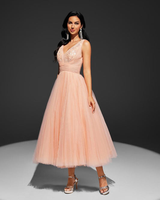 KTX-364243 Elegant Orange Evening Dress with Timeless Design and Flattering Fit