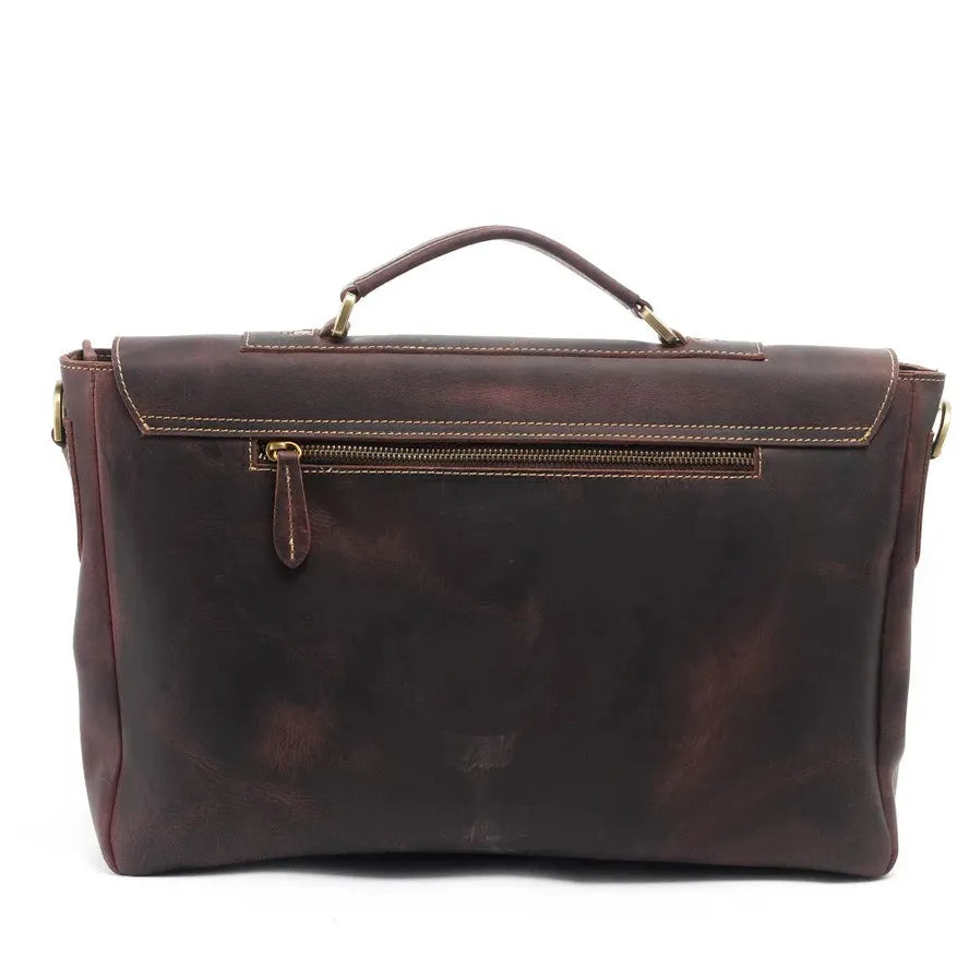 KTX-597587 Genuine Leather Business Shoulder Briefcase for Men - Retro Design, 40cm Size