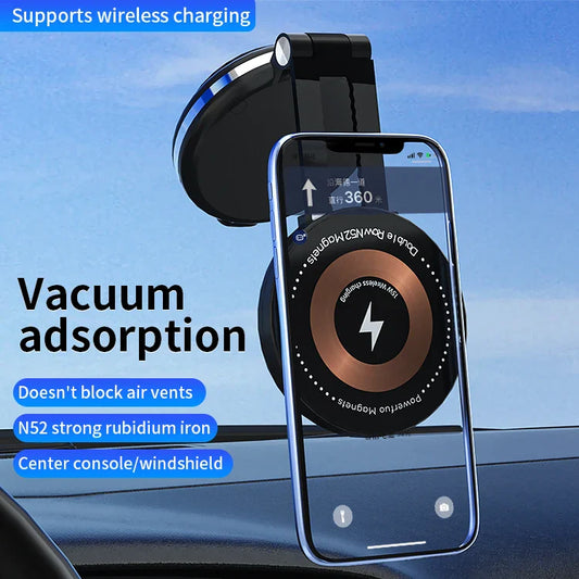 KTX-622291 360-Degree Rotating Wireless Charger and Magnetic Car Phone Holder with Suction Cup Mount