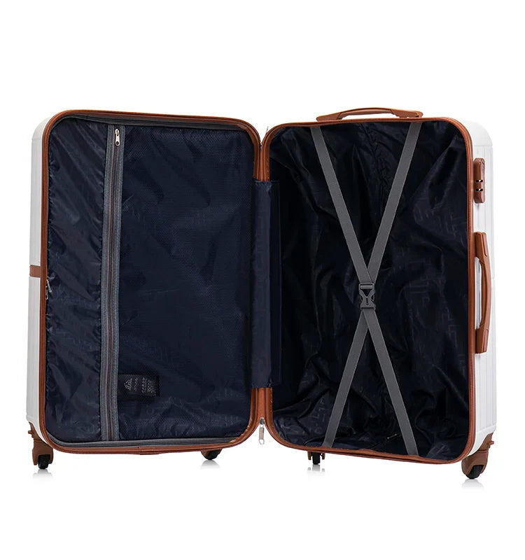 KTX-439827 6 Piece Travel Suitcase Set with Removable Single Wheel and Leather Accents