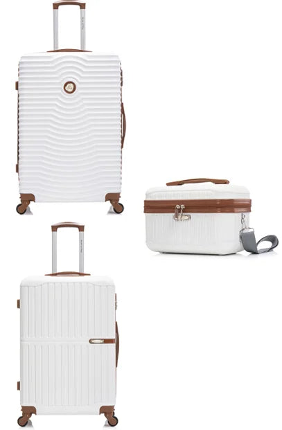 KTX-439827 6 Piece Travel Suitcase Set with Removable Single Wheel and Leather Accents