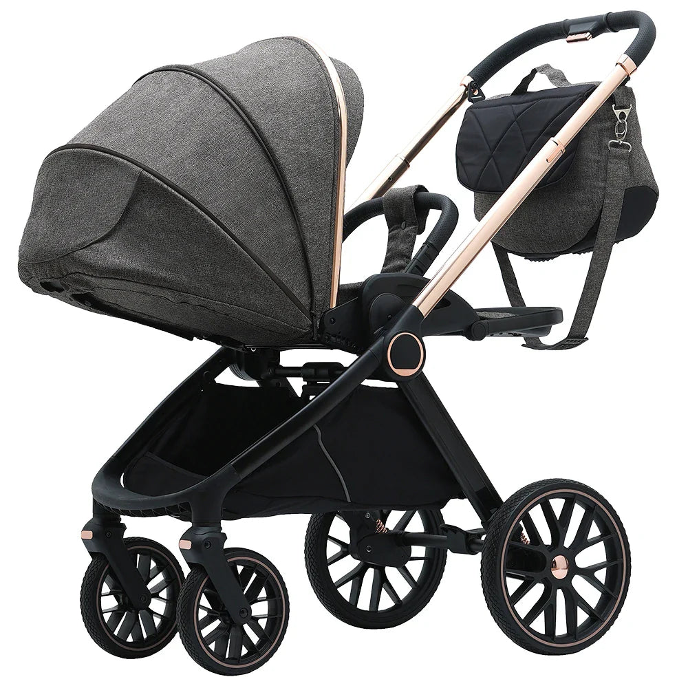 KTX-255379 3-in-1 Lightweight Travel Pram with Luxury Folding Stroller and Baby Car Seat