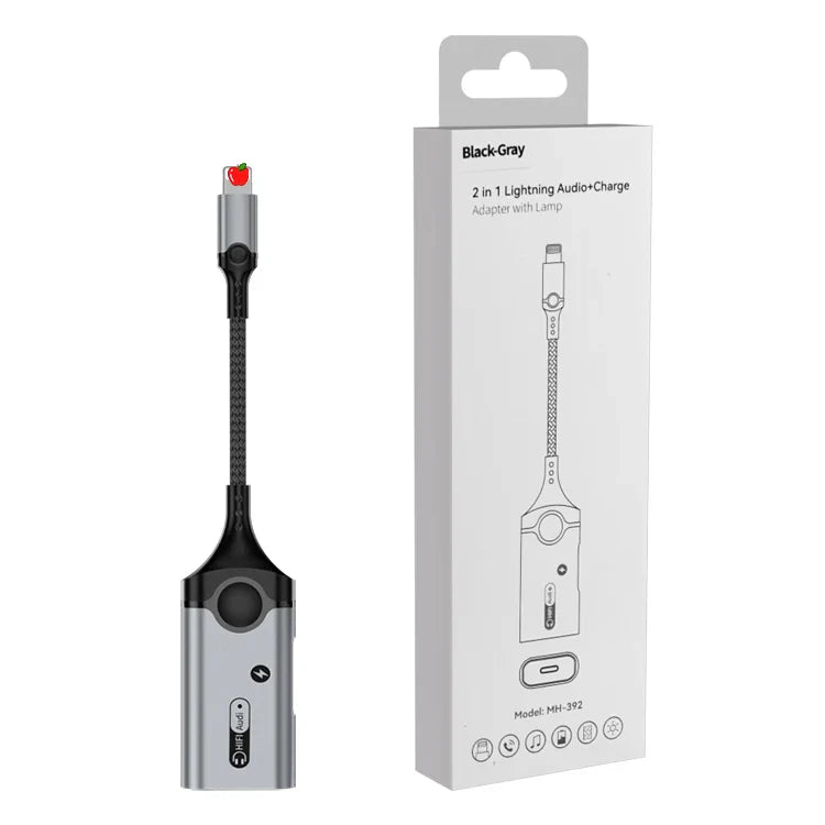KTX-571411 8-Pin Dual Headphone and Charging Adapter - 2-in-1 AUX Splitter Converter