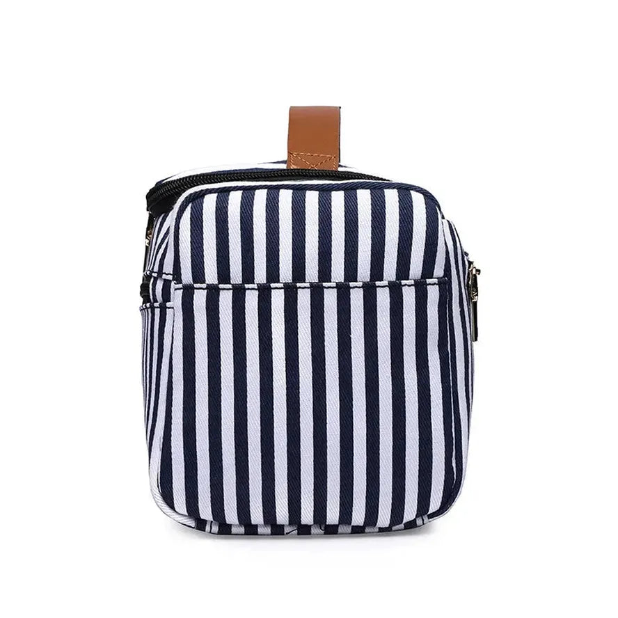 KTX-399827 Large Portable Canvas Makeup Bag with Stripes for Organised Storage