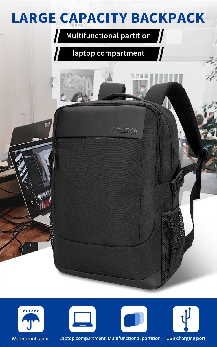 KTX-788755 Waterproof 17-Inch Oxford Laptop Backpack with USB Port for Women