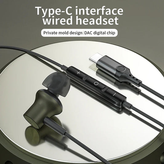 KTX-623443 Wired Type C Earphones with Mic and Volume Control for iPhone 15, Huawei, and Samsung Devices