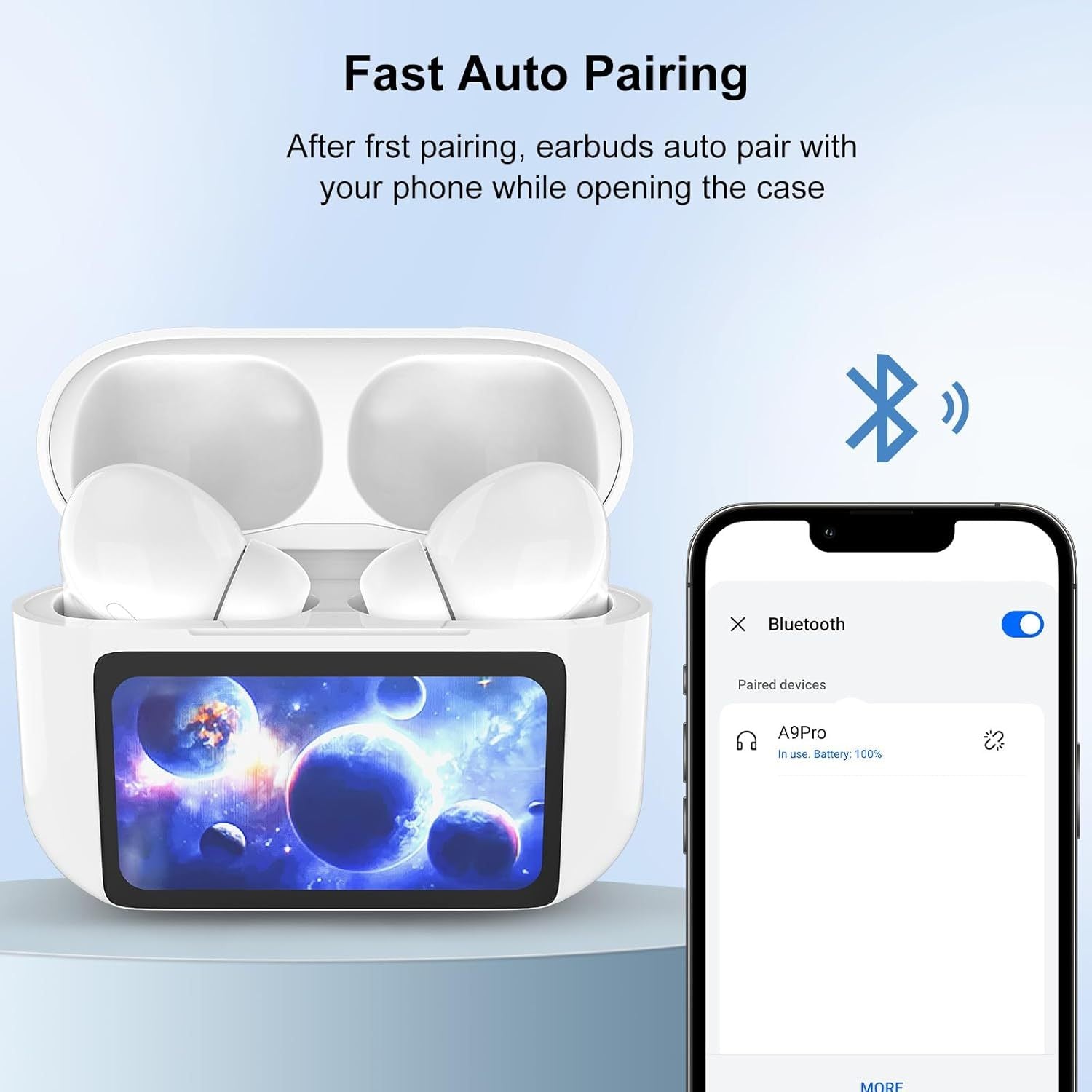 KTX-803667 Touchscreen Wireless Earbuds with Noise Cancelling, Bluetooth 5.4, Hi-Fi Sound, and Microphone for Android & iOS