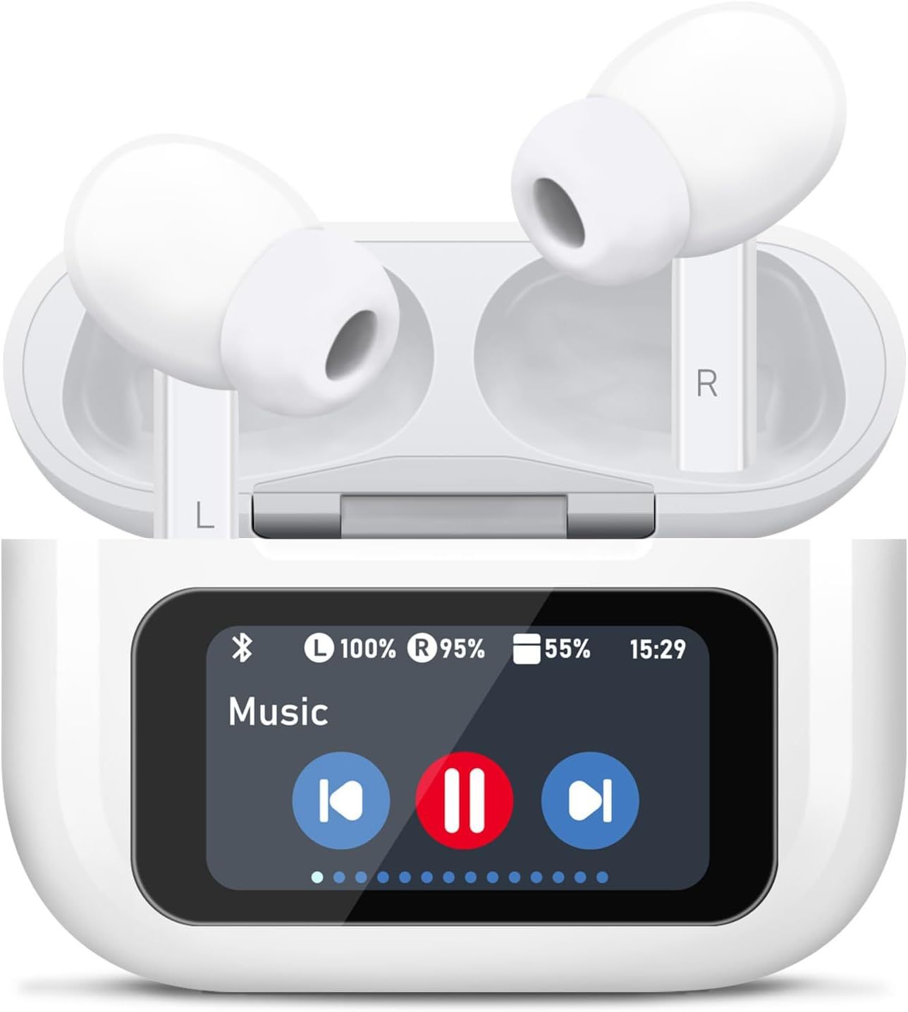 KTX-803667 Touchscreen Wireless Earbuds with Noise Cancelling, Bluetooth 5.4, Hi-Fi Sound, and Microphone for Android & iOS