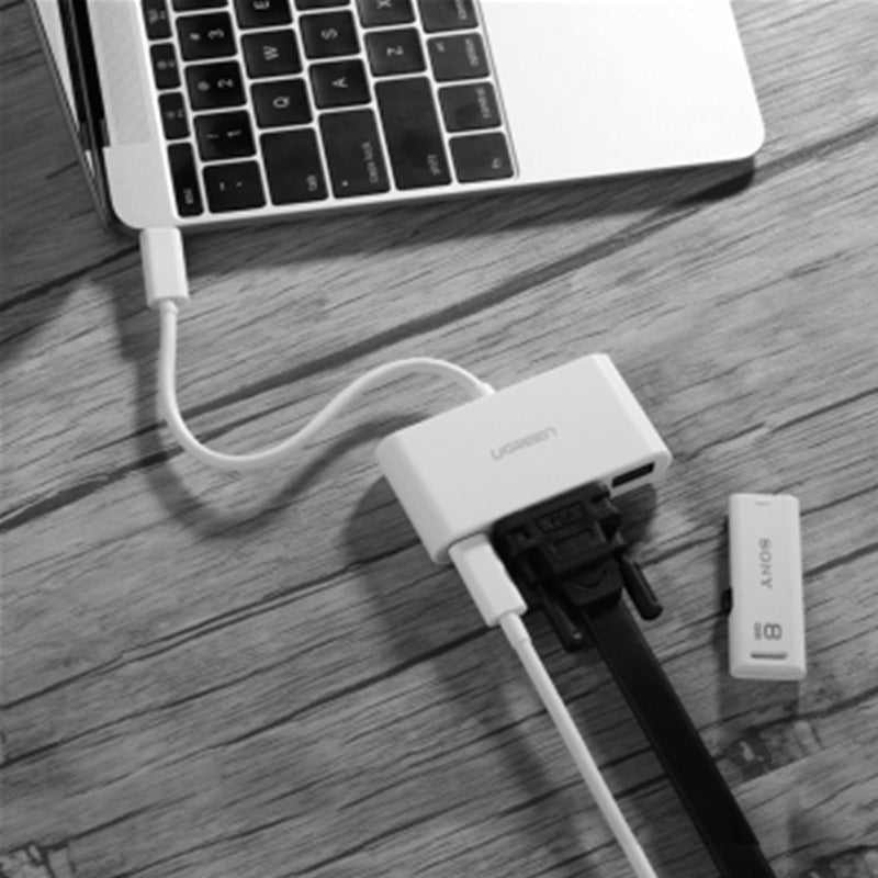 KTX-368531 Type-C to VGA USB Splitter Hub with Charging Support, Compatible with MacBook and Microsoft Lumia 950XL