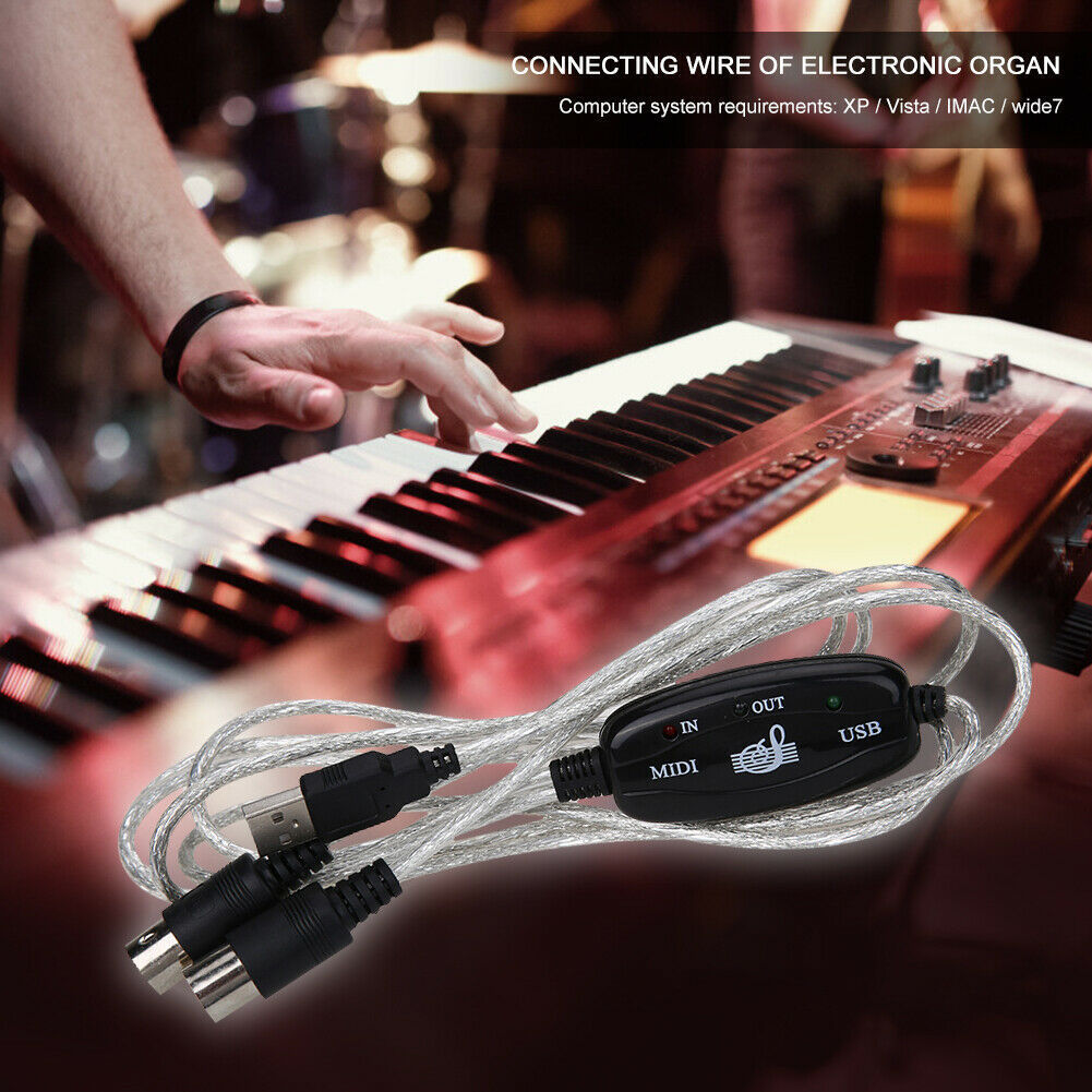 KTX-315795 USB to MIDI Keyboard Adapter Cable for Computer Music Editing - 2m Length