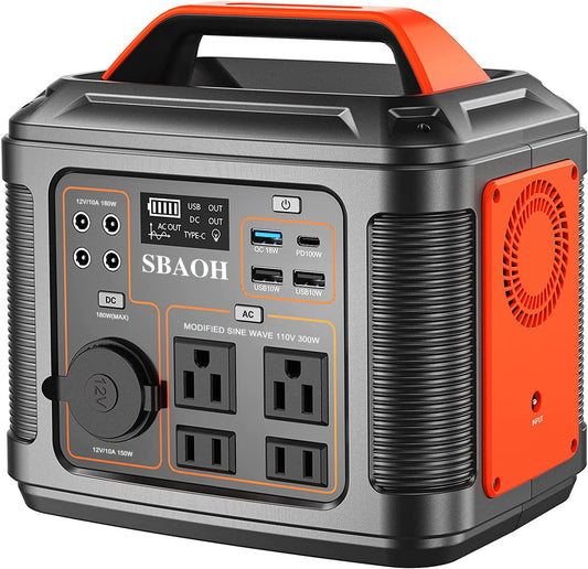 KTX-054035 Portable Power Station 300W 296Wh Lithium Backup Battery with Multiple Output Ports for Emergency and Outdoor Use