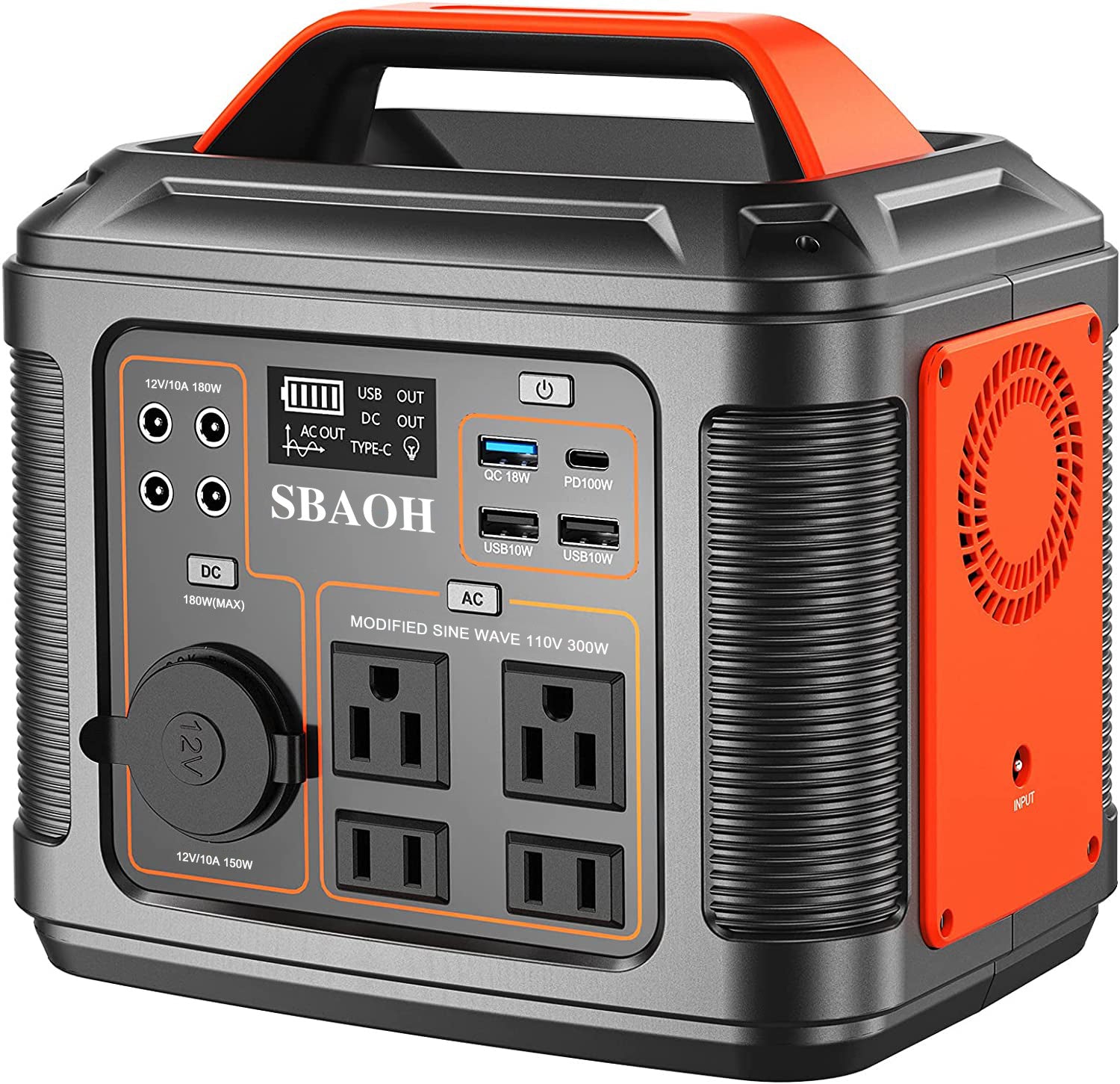 KTX-054035 Portable Power Station 300W 296Wh Lithium Backup Battery with Multiple Output Ports for Emergency and Outdoor Use