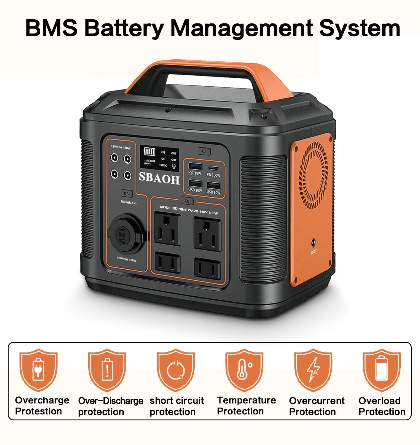 KTX-054035 Portable Power Station 300W 296Wh Lithium Backup Battery with Multiple Output Ports for Emergency and Outdoor Use