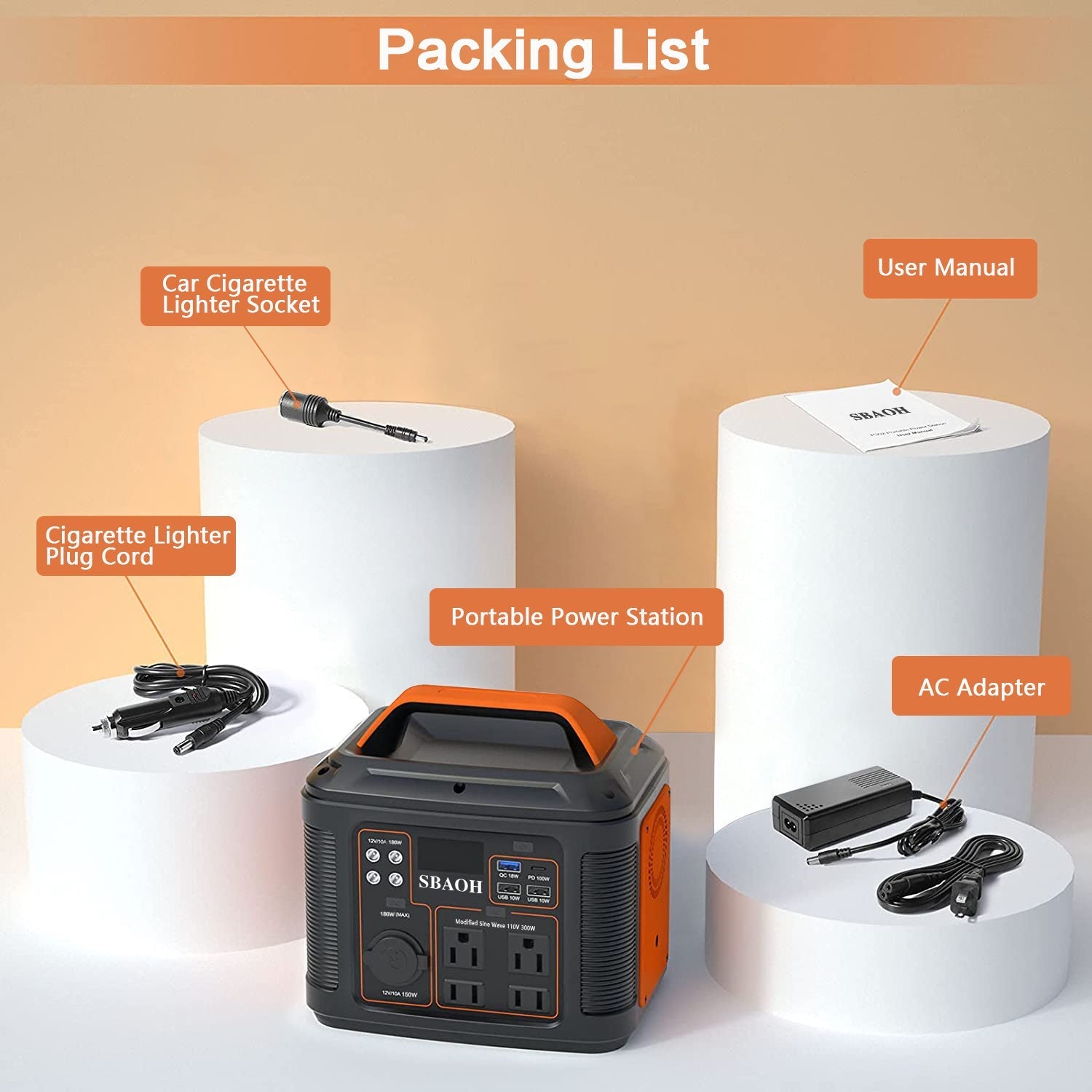 KTX-054035 Portable Power Station 300W 296Wh Lithium Backup Battery with Multiple Output Ports for Emergency and Outdoor Use