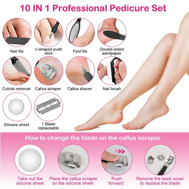 KTX-384531 17-Piece Electric Foot Callus Remover Set for Smooth and Soft Feet
