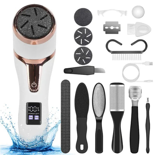 KTX-384531 17-Piece Electric Foot Callus Remover Set for Smooth and Soft Feet