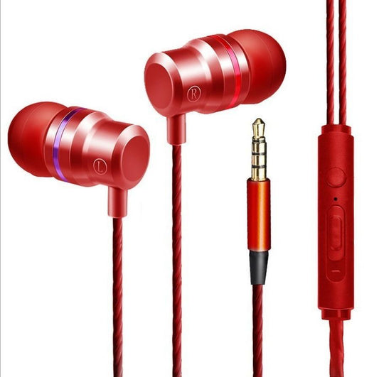 KTX-661395 In-Ear Subwoofer Headphones with Wheat Line - Model FM-036, Wired, 120 cm Length, Available in Silver, Light Purple, Gold, Red