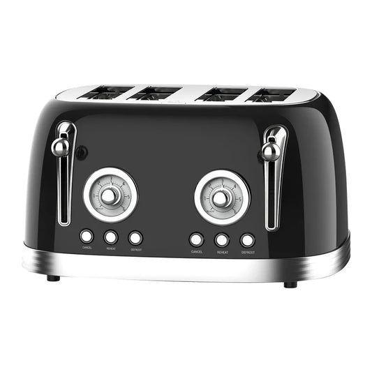 KTX-616531 Stainless Steel 4-Slice Electric Toaster with Sandwich and Waffle Functionality